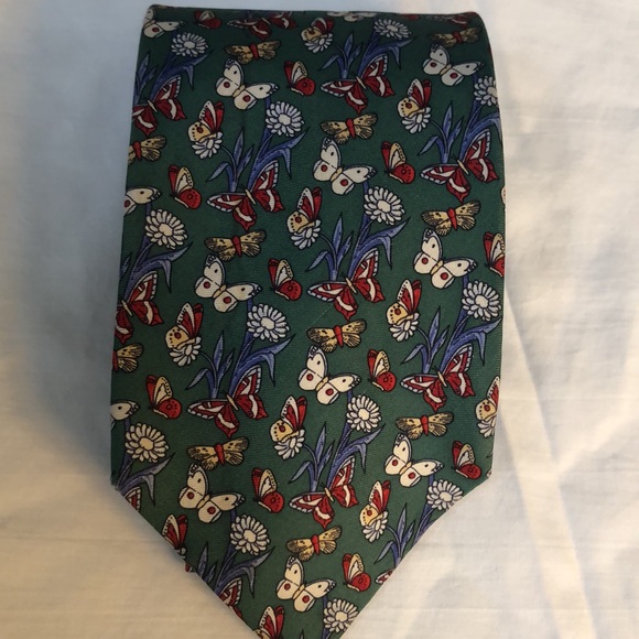 Philippe Vendome Paris 100% Silk Made in France Butterfly Print Tie - Picture 3 of 6